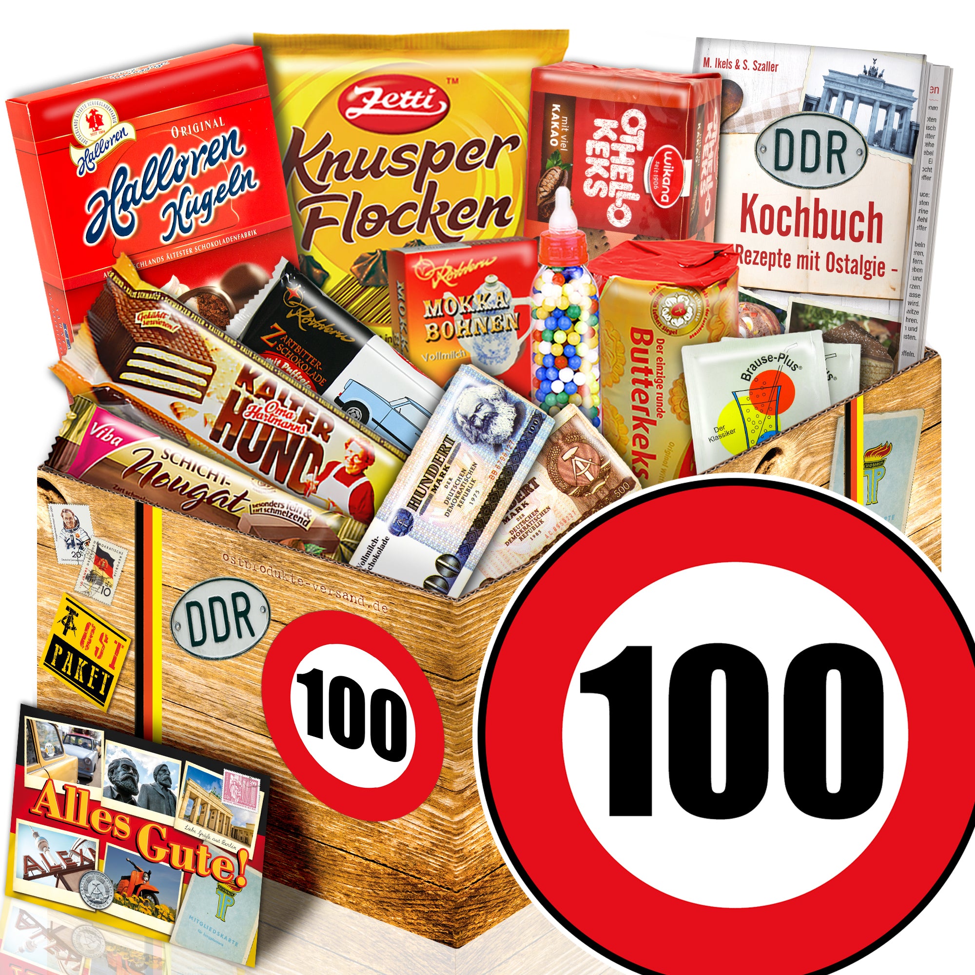 Zahl 100 - Süßigkeiten Set DDR L - monatsgeschenke.de