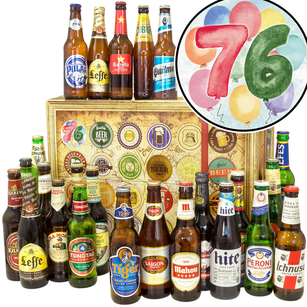 Geburtstag 76 | 24 Spezialitäten Bier Weltreise | Geschenkbox