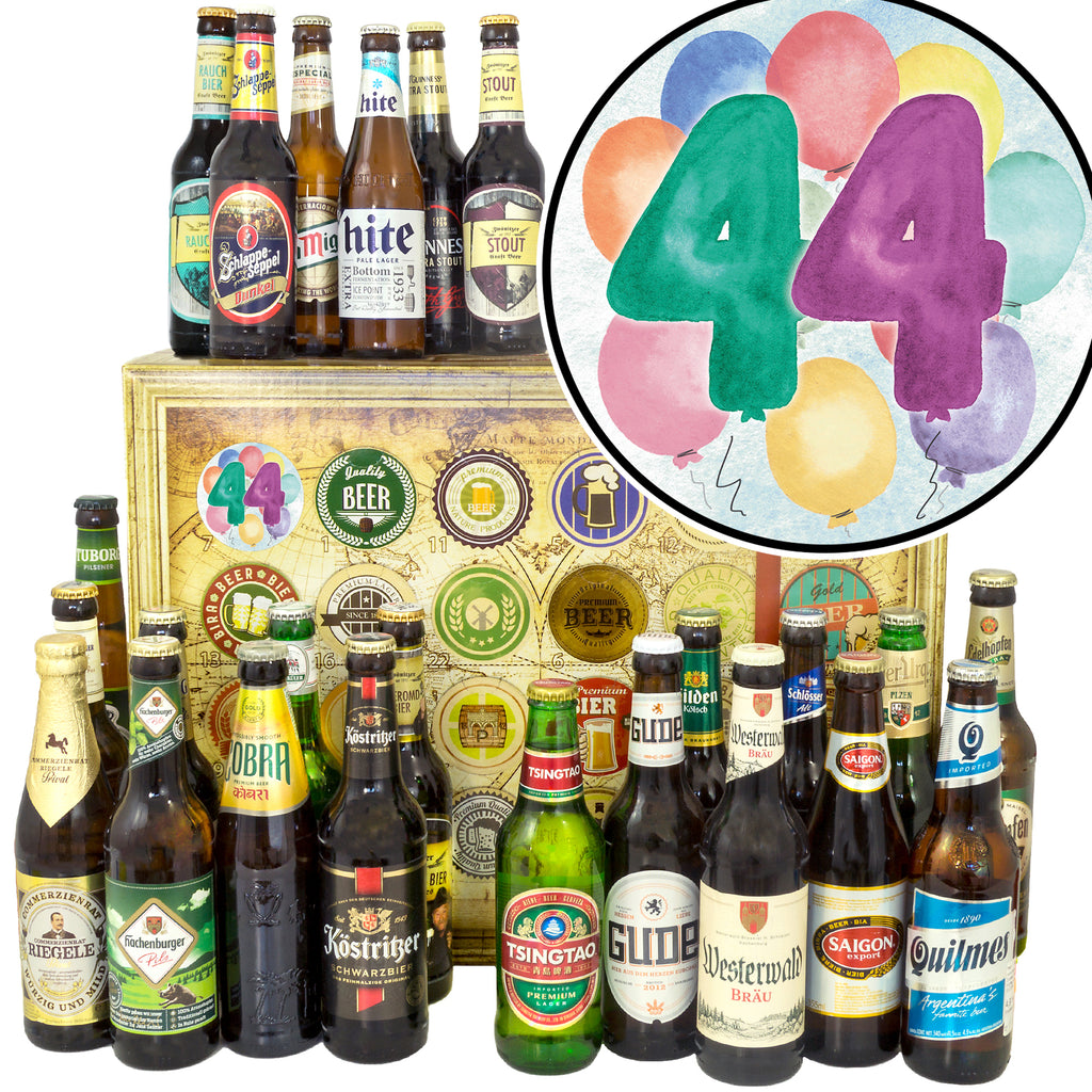 Geburtstag 44 | 24 Biersorten Bier International und Deutschland | Bier Geschenk