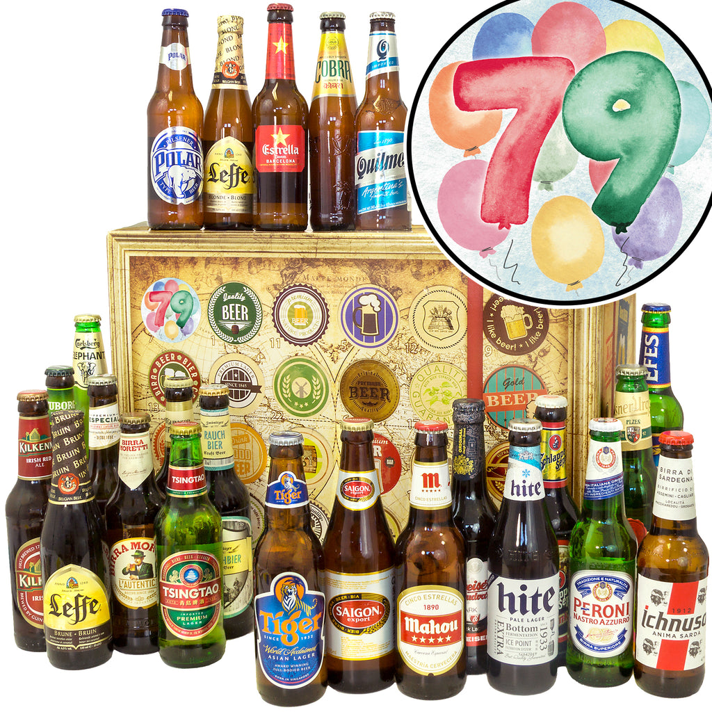 Geburtstag 79 | 24 Flaschen Biere aus aller Welt | Bier Geschenk