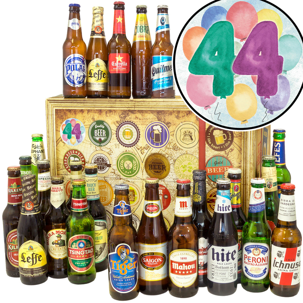 Geburtstag 44 | 24 Spezialitäten Bierweltreise | Geschenk Set