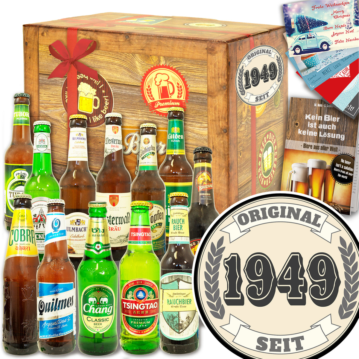 Original seit 1949 | 12x Bier aus der Welt und Deutschland | Bierbox