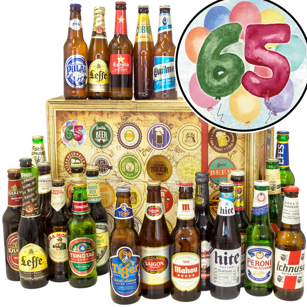 Geburtstag 65 | 24x Biere aus aller Welt | Bierpaket