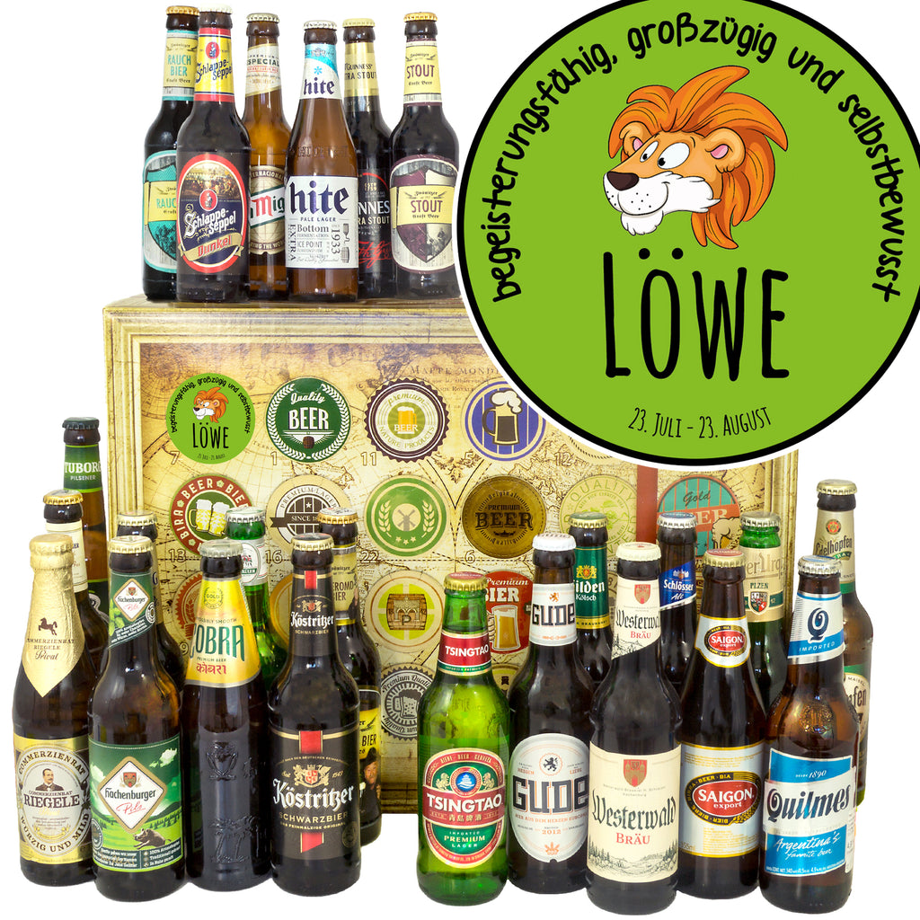 Sternzeichen Löwe | 24x Bier Biere Welt und Deutschland | Biergeschenk