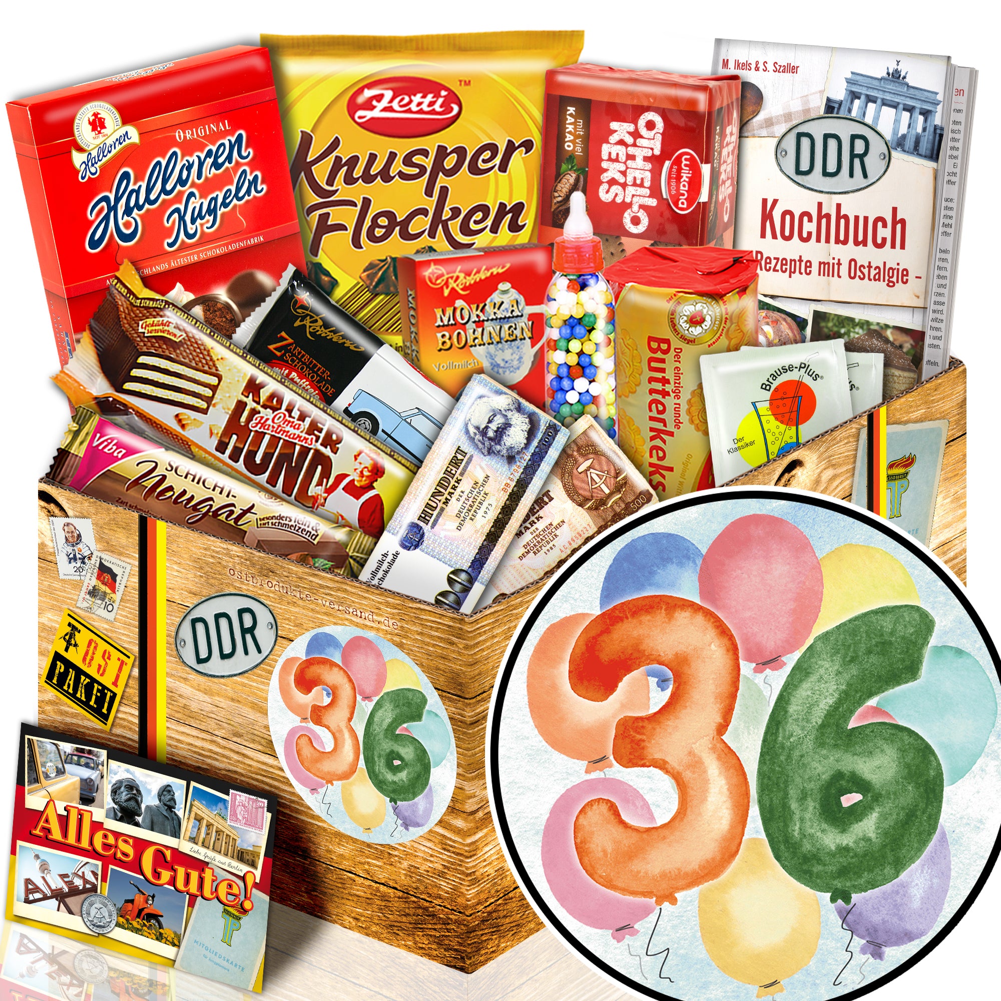 Zahl 36 - Süßigkeiten Set DDR L - monatsgeschenke.de