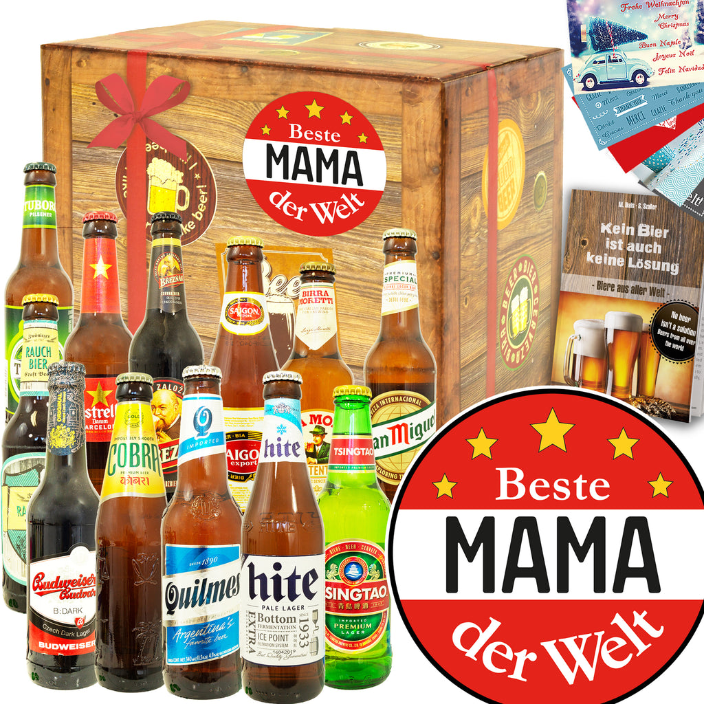 Beste Mama | 12 Biersorten Bier aus aller Welt | Geschenkkorb