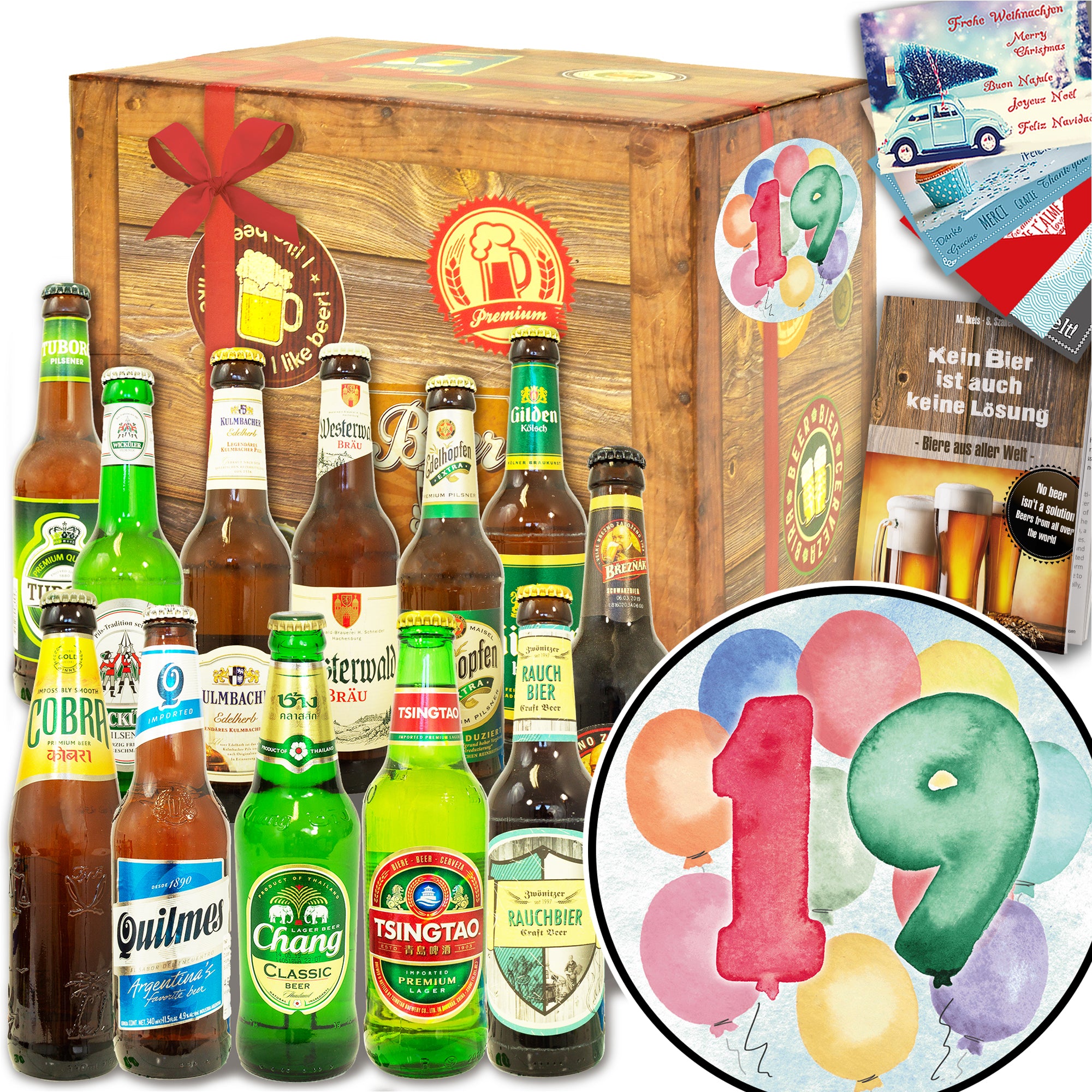 Geburtstag 19 | 12 Biersorten Bier aus der Welt und Deutschland | Geschenk Set