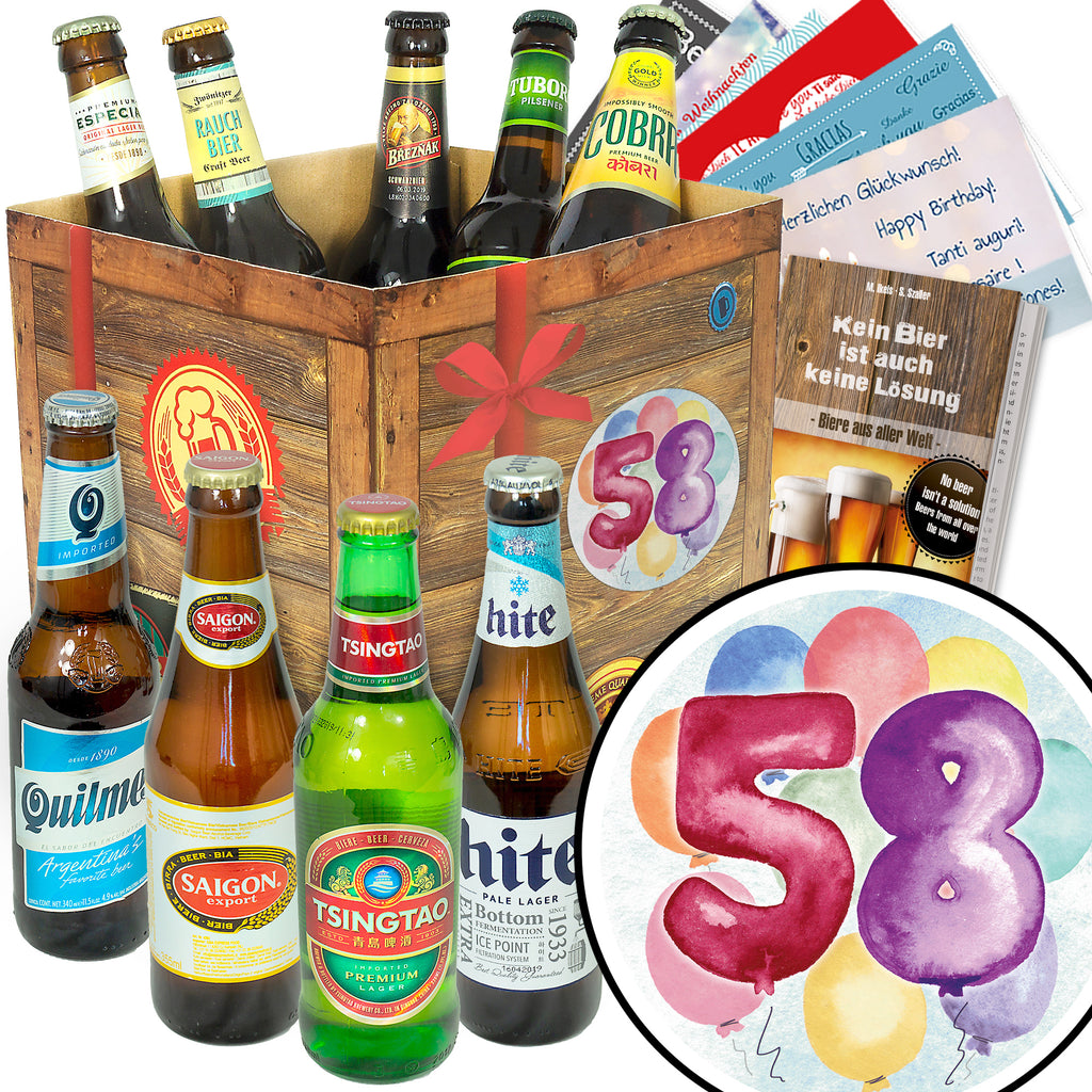 Geburtstag 58 | 9 Länder Bier aus aller Welt | Geschenk Set