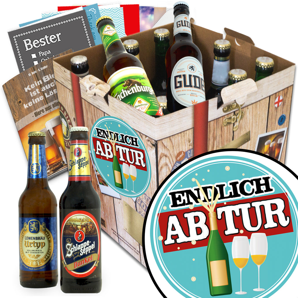 Endlich Abitur | 9 Flaschen Biere Deutschland | Geschenk Box