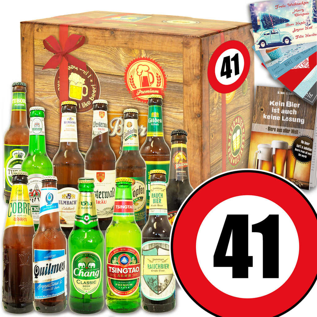 Zahl 41 | 12 Flaschen Bier aus der Welt und Deutschland | Probierpaket