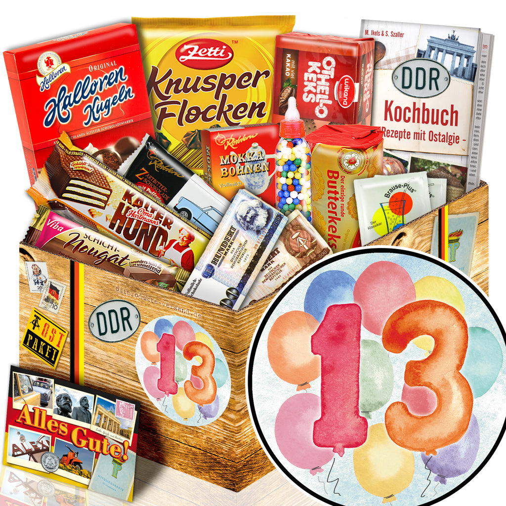 Zahl 13 - Süßigkeiten Set DDR L - monatsgeschenke.de