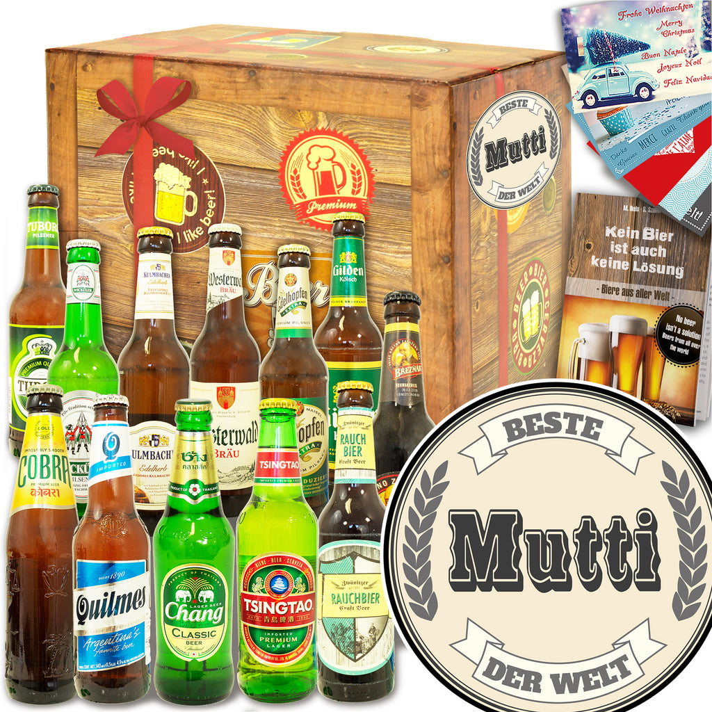 Beste Mutti | 12 Flaschen Bier aus der Welt und Deutschland | Geschenkpaket