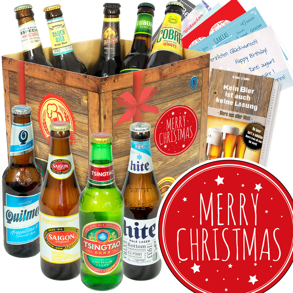 Frohe Weihnachten Sterne | 9 Flaschen Biere aus aller Welt | Bierpaket