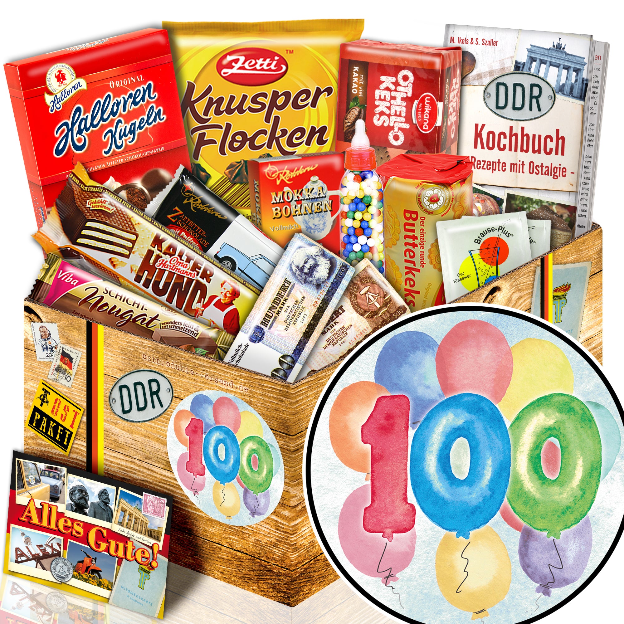 Zahl 100 - Süßigkeiten Set DDR L - monatsgeschenke.de