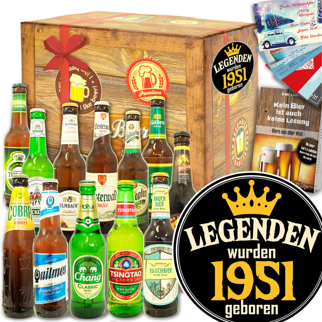 Legenden 1951 | 12x Bier International und DE | Geschenk Box