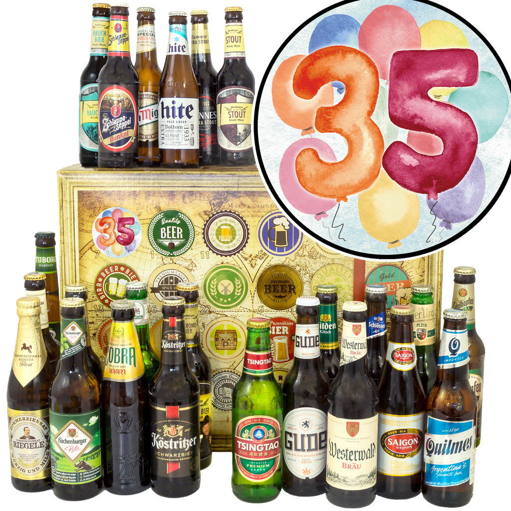Geburtstag 35 | 24x Bier International und Deutschland | Geschenkbox