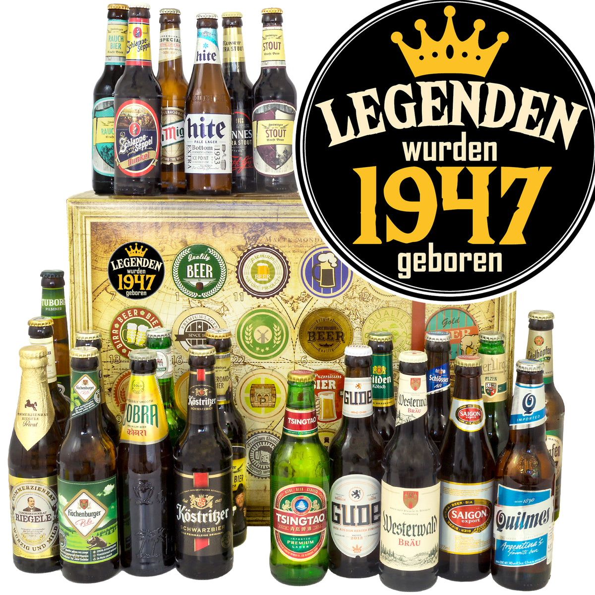 Legenden 1947 | 24x Bier Bier aus Welt und Deutschland | Geschenkbox