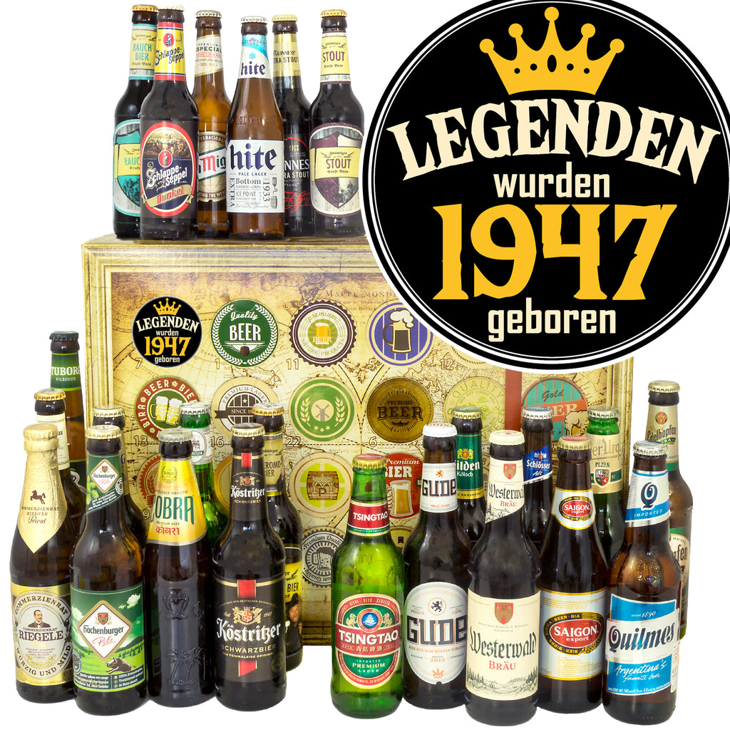 Legenden 1947 | 24x Bier Bier aus Welt und Deutschland | Geschenkbox