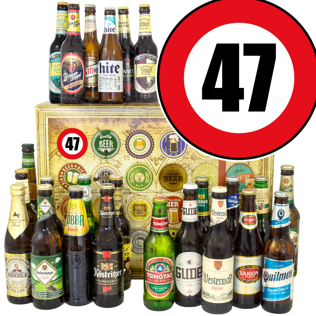 Zahl 47 | 24x Bier International und Deutschland | Geschenk Set