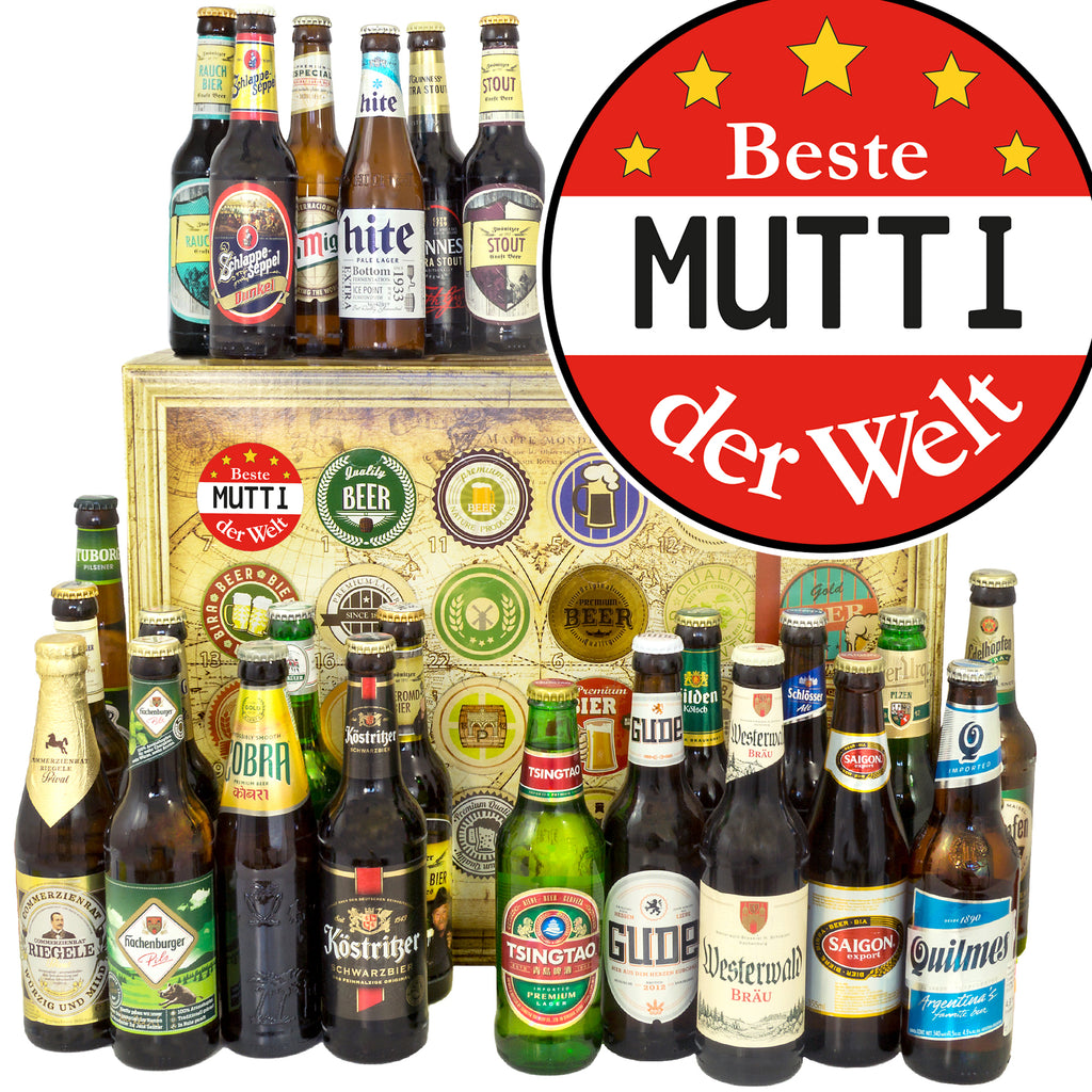 Beste Mutti | 24 Biersorten Bier aus Welt und Deutschland | Probierpaket