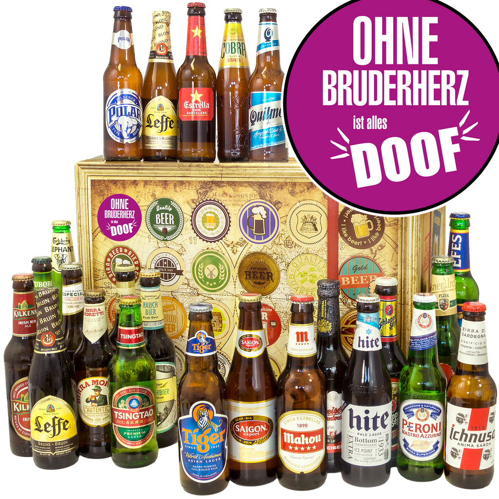 Ohne Bruderherz ist alles doof | 24 Spezialitäten Biere der Welt | Probierpaket