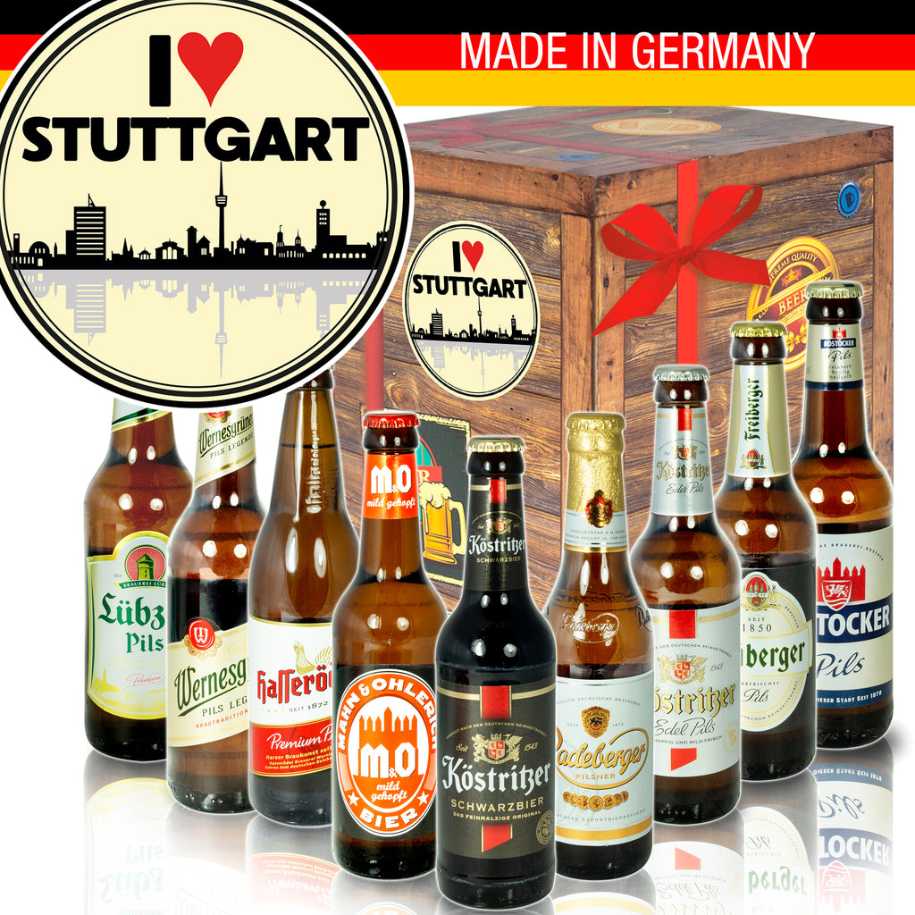 I love Stuttgart | 9 Flaschen Biere aus Ostdeutschland | Bierbox