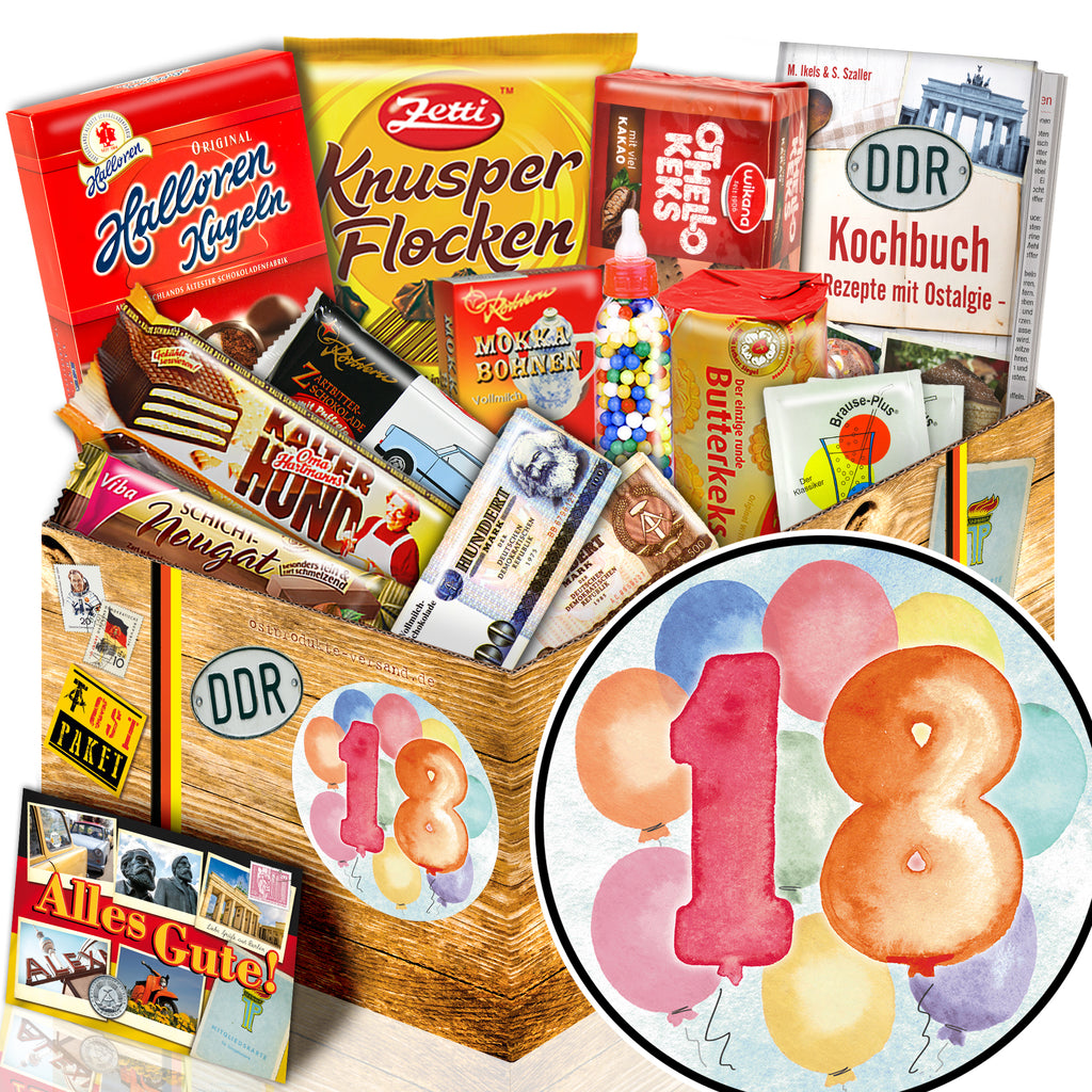 Zahl 18 - Süßigkeiten Set DDR L - monatsgeschenke.de