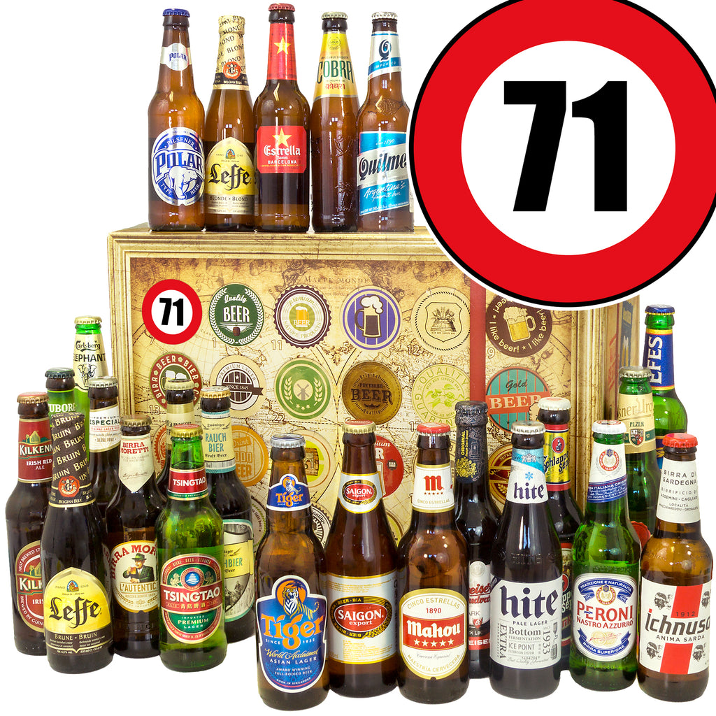 Geburtstag 71. | 24x Biere der Welt | Geschenk Box