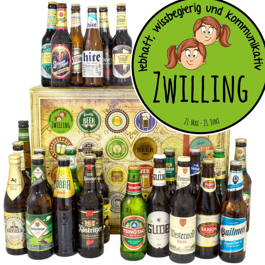 Sternzeichen Zwilling | 24 Spezialitäten Bier Deutschland und Welt | Geschenkidee