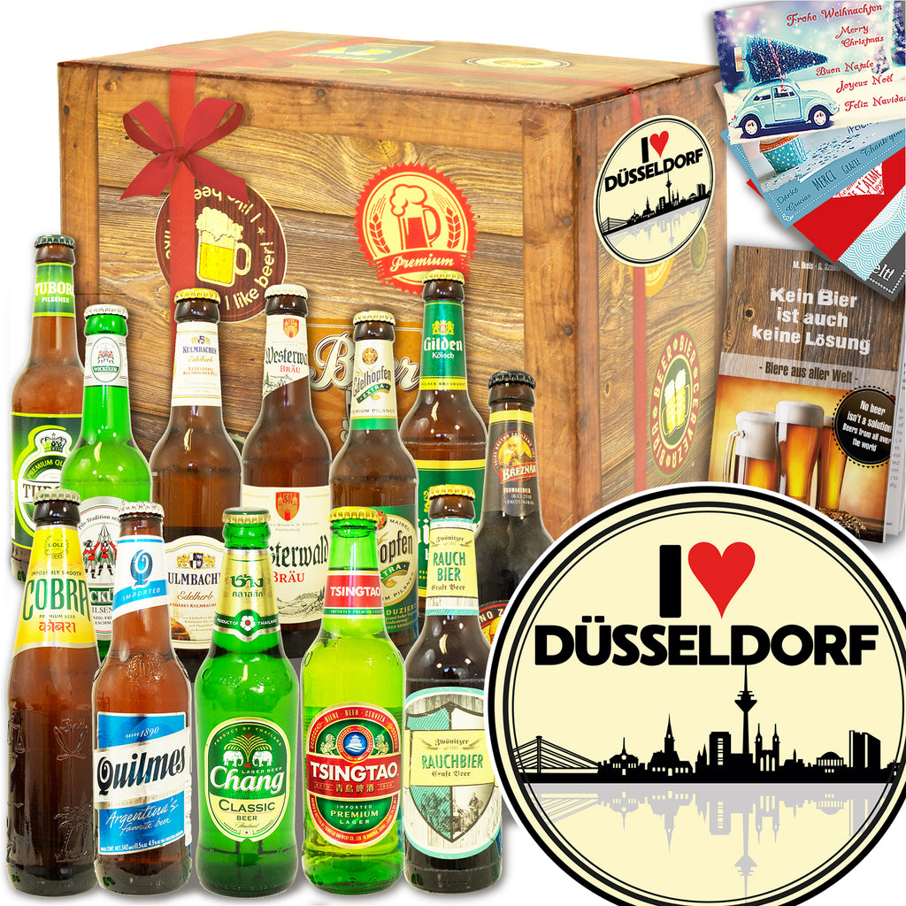 I love Düsseldorf | 12 Biersorten Bier Deutschland und Welt | Geschenkset