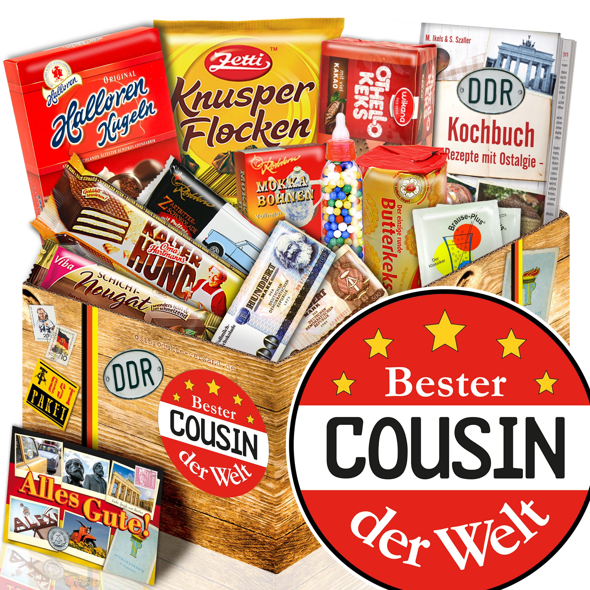 Bester Cousin - Süßigkeiten Set DDR L - monatsgeschenke.de