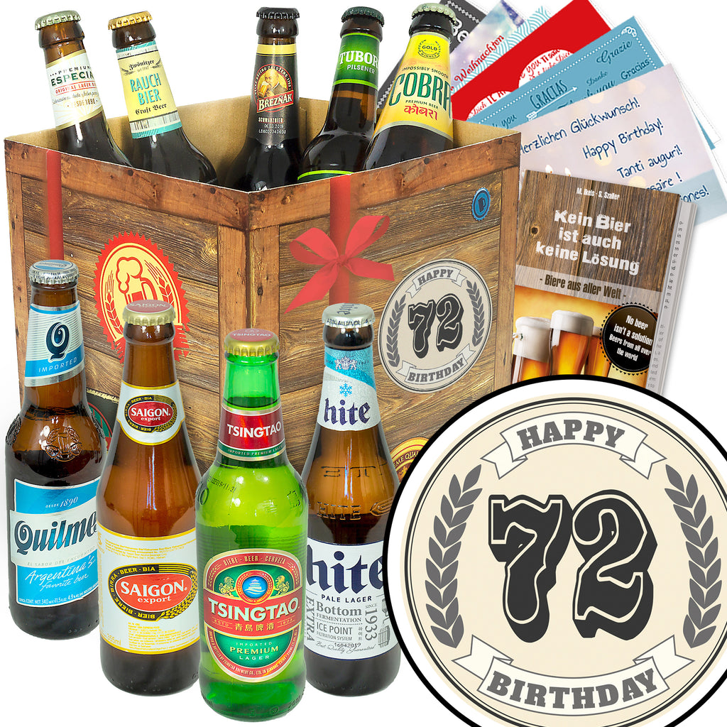 Geburtstag 72 | 9 Biersorten Biere der Welt Exoten | Geschenk Box