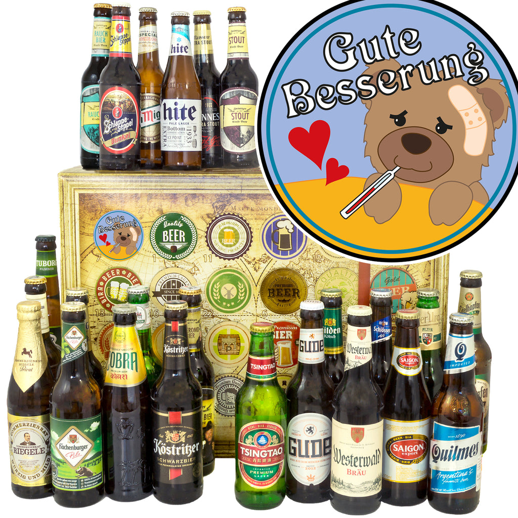 Gute Besserung | 24x Bier Bier International und Deutschland | Geschenkpaket