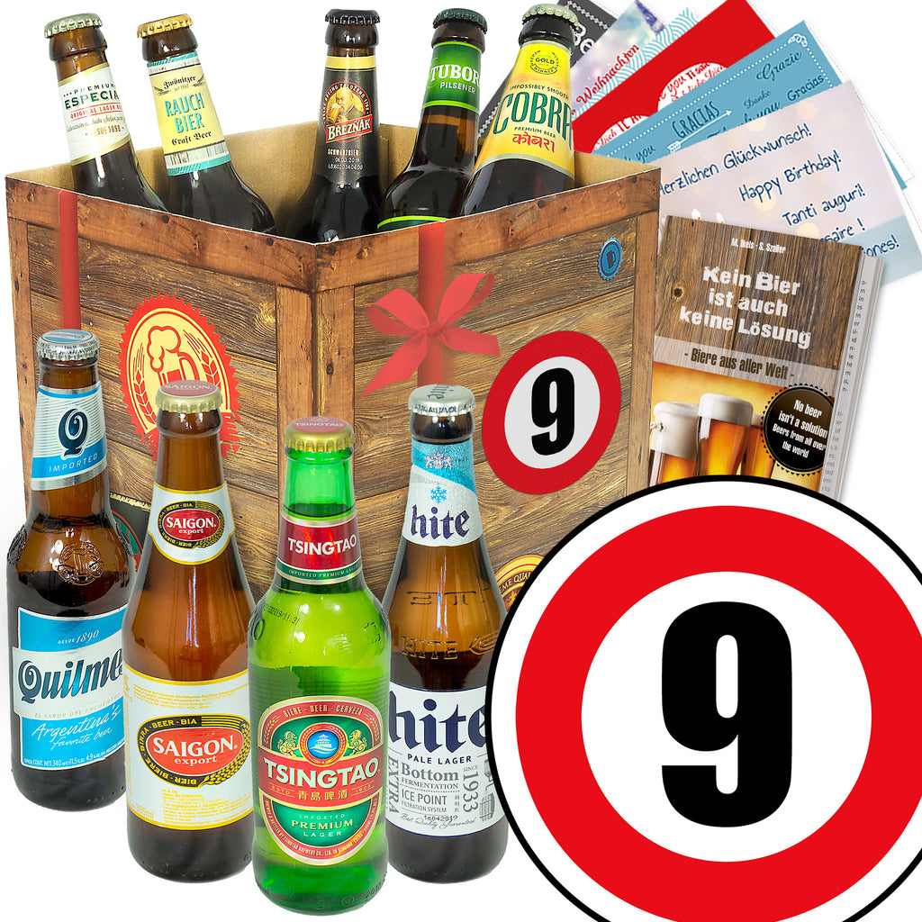 Zahl 9 | 9 Spezialitäten Biere aus aller Welt | Geschenk Box