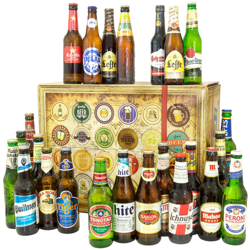 Bier Geschenkbox | 24 Spezialitäten Biere der Welt Exoten Bierverkostung - monatsgeschenke.de