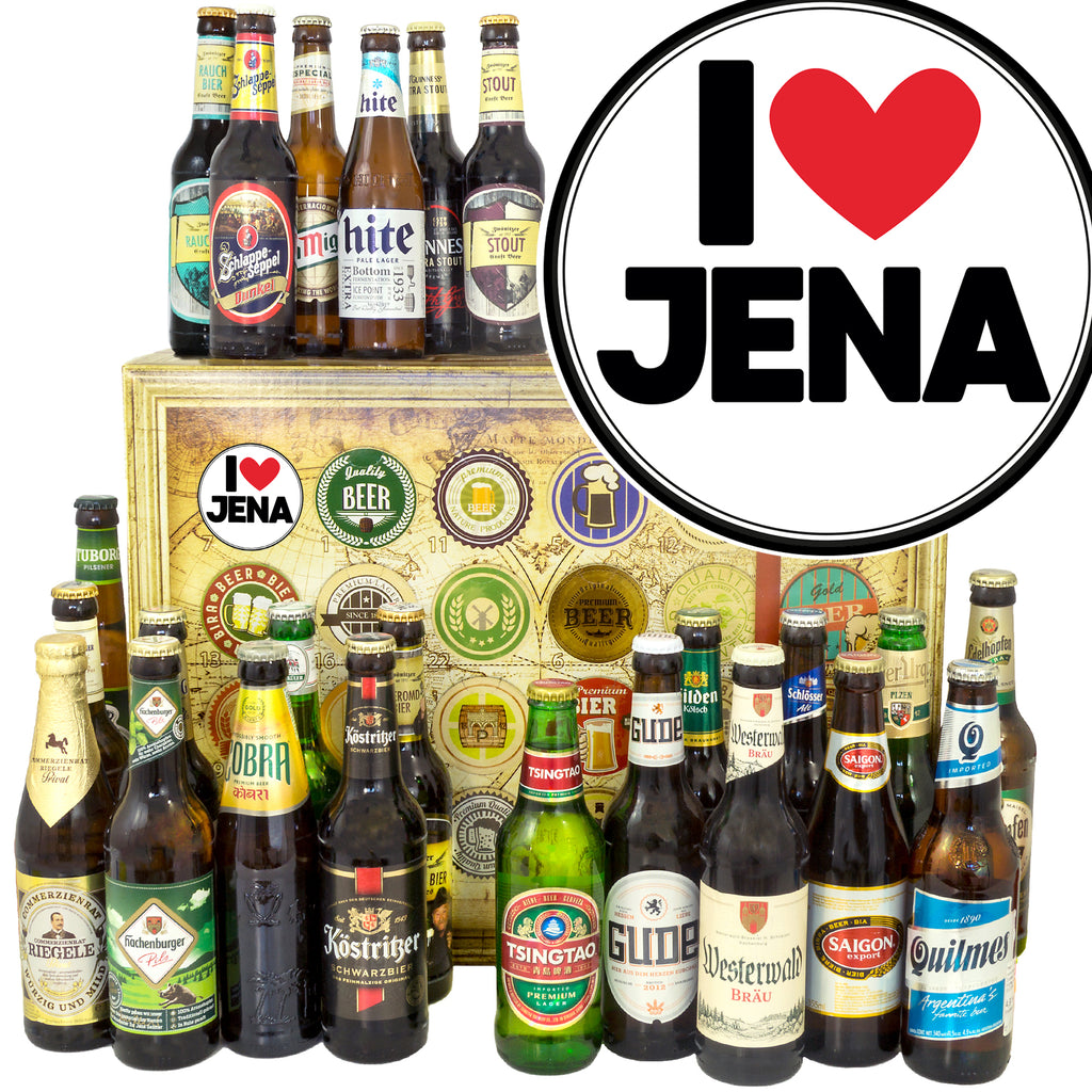 I love Jena | 24 Biersorten Biere Welt und Deutschland | Geschenk Set