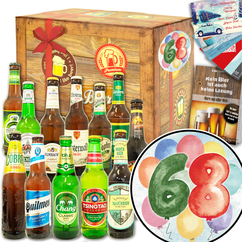 Geburtstag 68 | 12 Biersorten Bier International und DE | Geschenkset