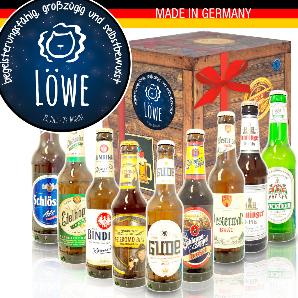 Sternzeichen Löwe | 9 Flaschen Biere aus Deutschland | Bierset