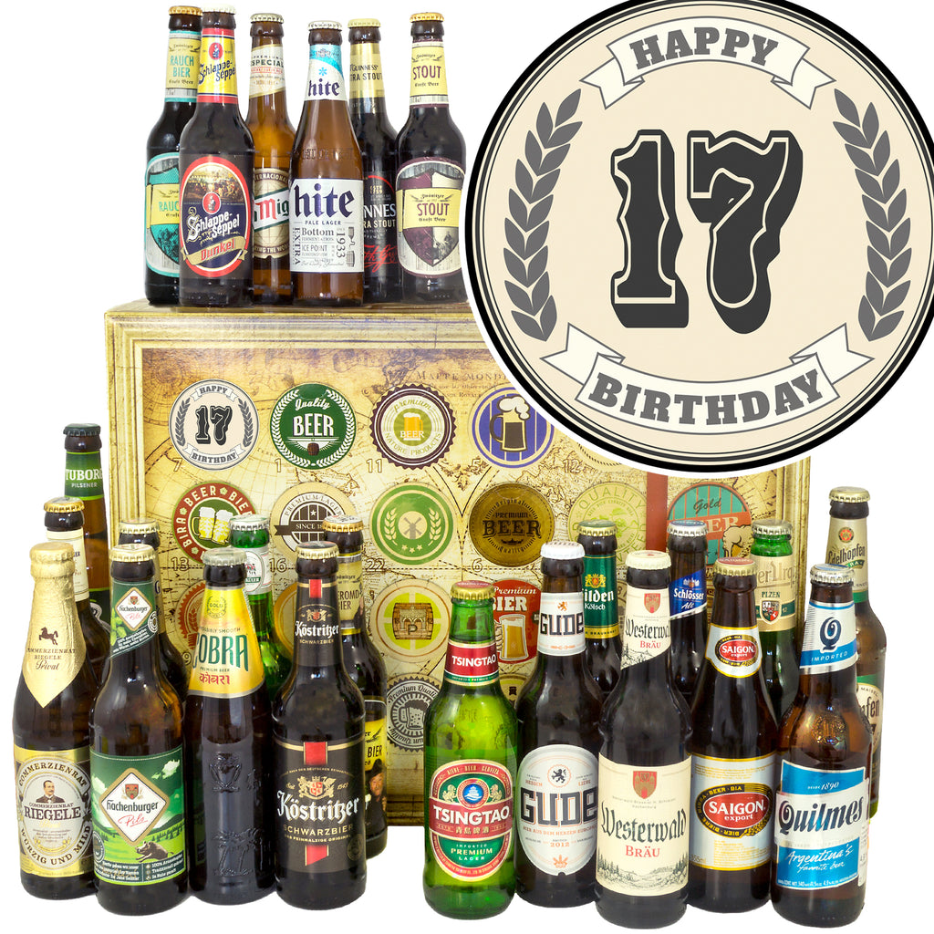 Geburtstag 17 | 24 Flaschen Bier aus Welt und Deutschland | Probierpaket