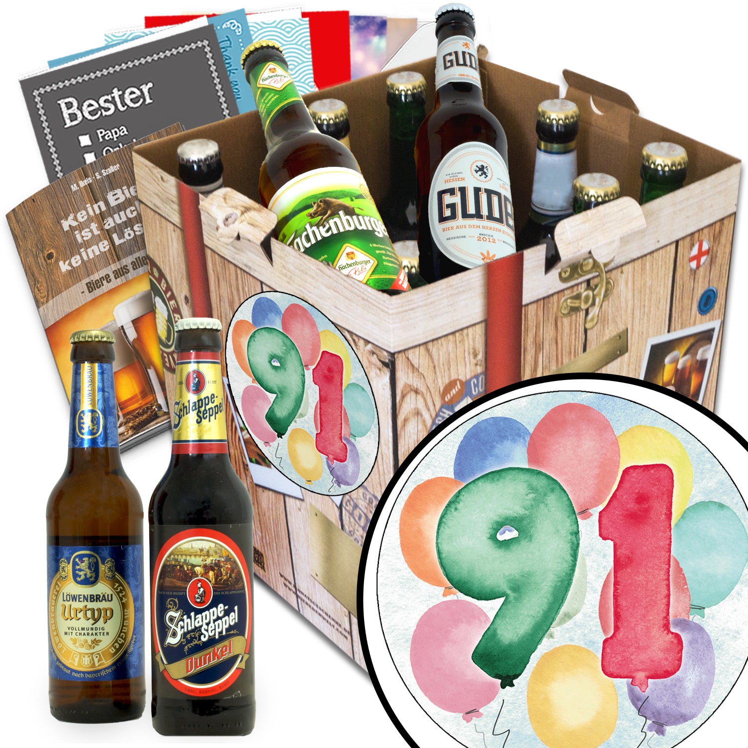 Geburtstag 91 | 9x Bier Biere Deutschland | Bier Geschenk