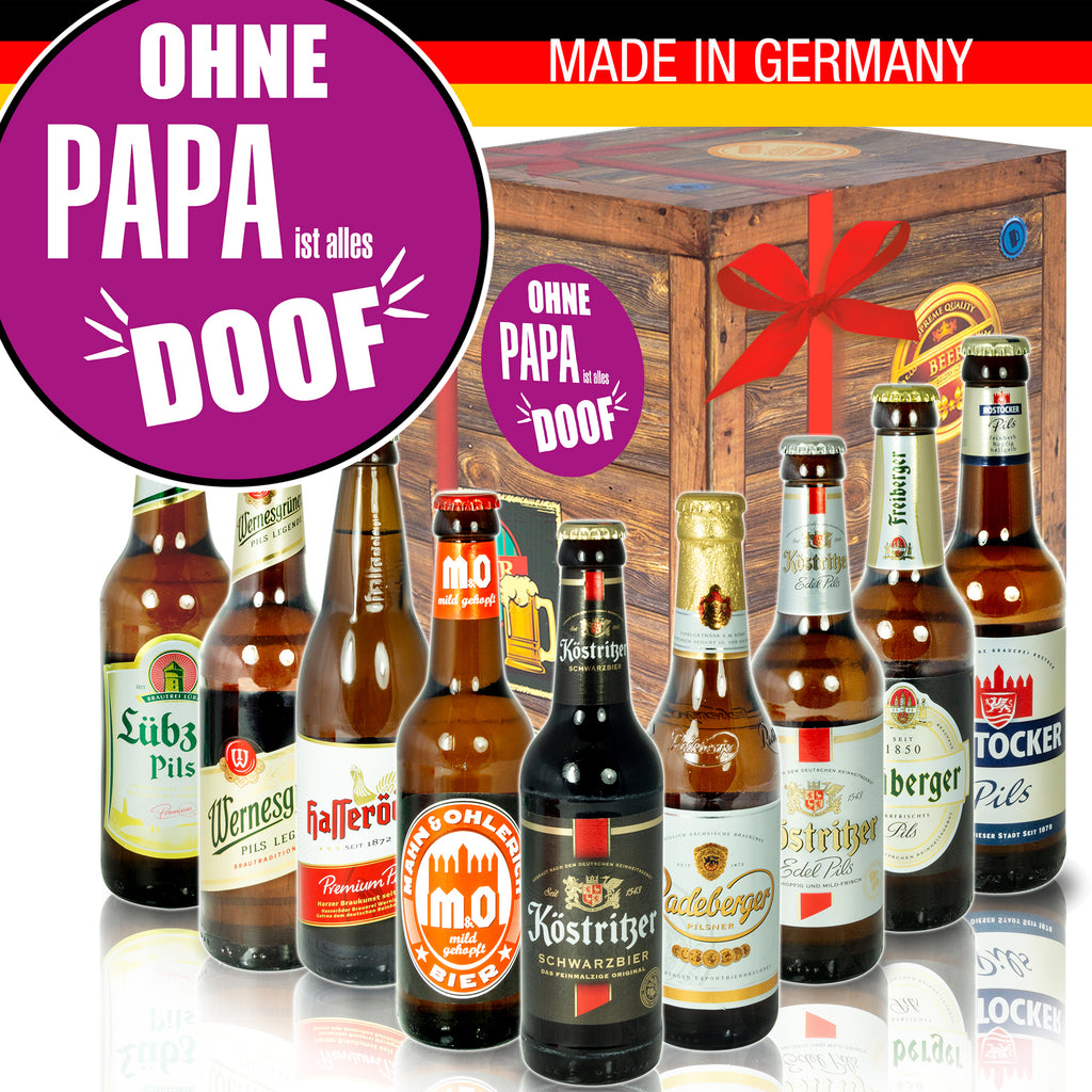 Ohne Papa ist alles doof | 9 Biersorten Biere Ostdeutsch | Bier Geschenk