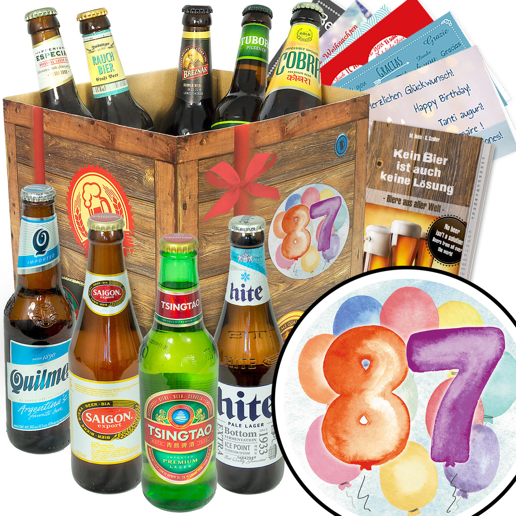 Geburtstag 87 | 9 Flaschen Bier aus aller Welt | Geschenkpaket