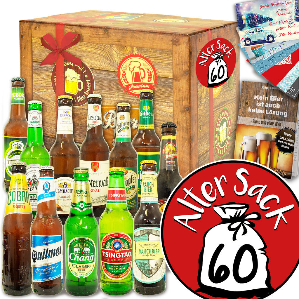Alter Sack 60 | 12 Flaschen Bier Deutschland und Welt | Biertasting