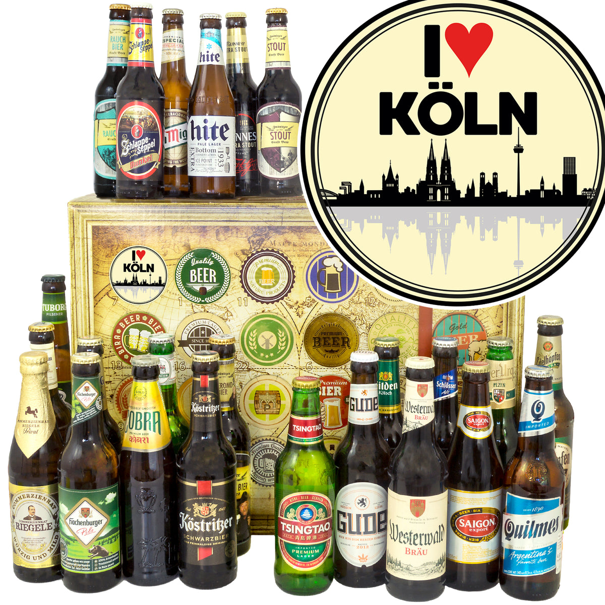 I love Köln | 24 Spezialitäten Bier International und Deutschland | Geschenkbox