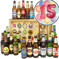 Jubiläum 15 | 24 Flaschen Bier aus aller Welt | Geschenkidee - monatsgeschenke.de