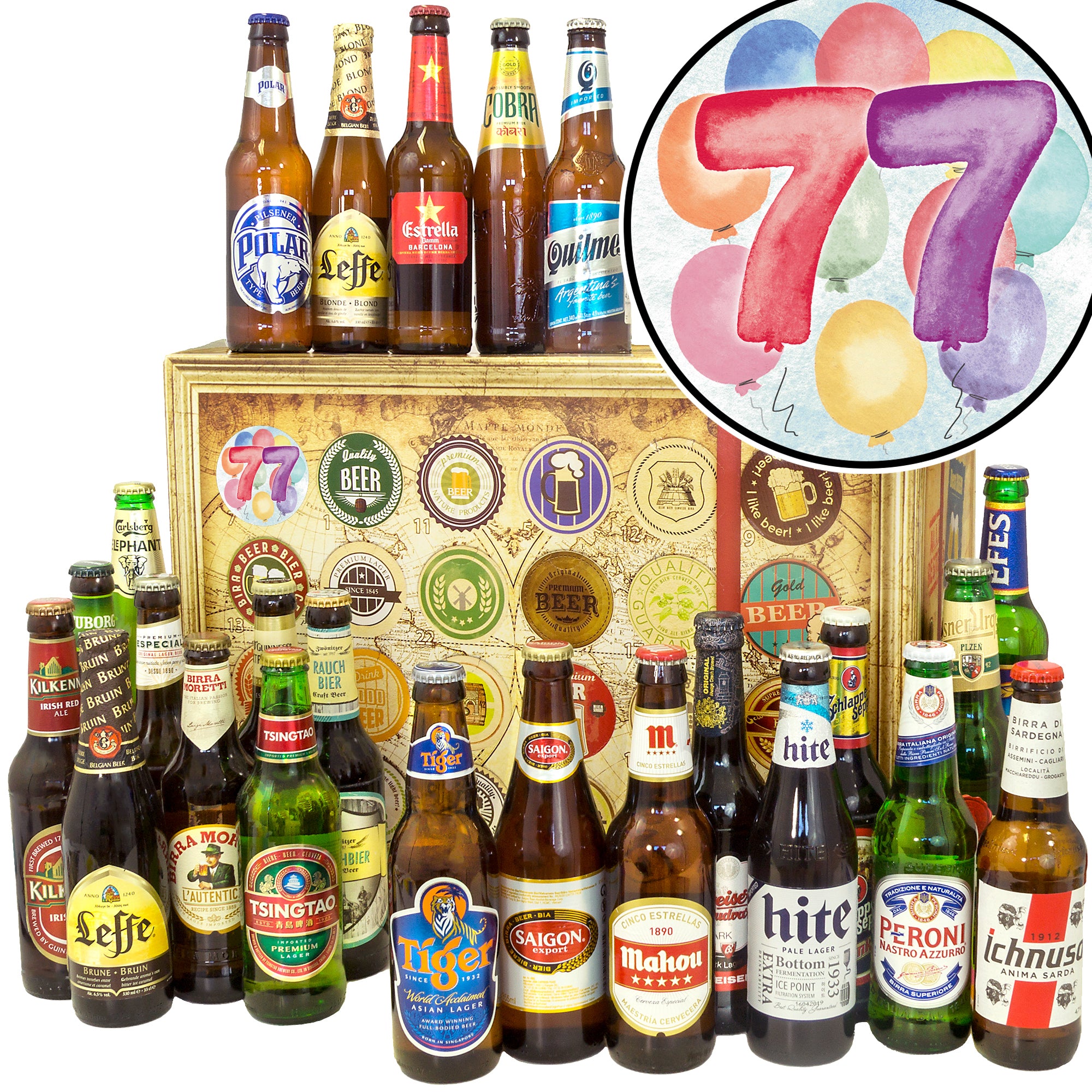 Geburtstag 77 | 24 Länder Biere der Welt | Bierbox - monatsgeschenke.de