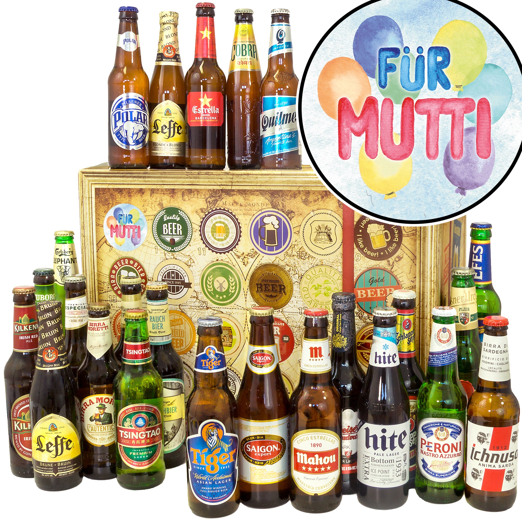 Für Mutti | 24 Länder Bierweltreise | Geschenk Set