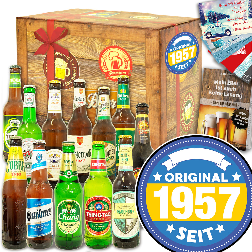 Original seit 1957 | 12 Flaschen Biere Welt und Deutschland | Geschenkkorb