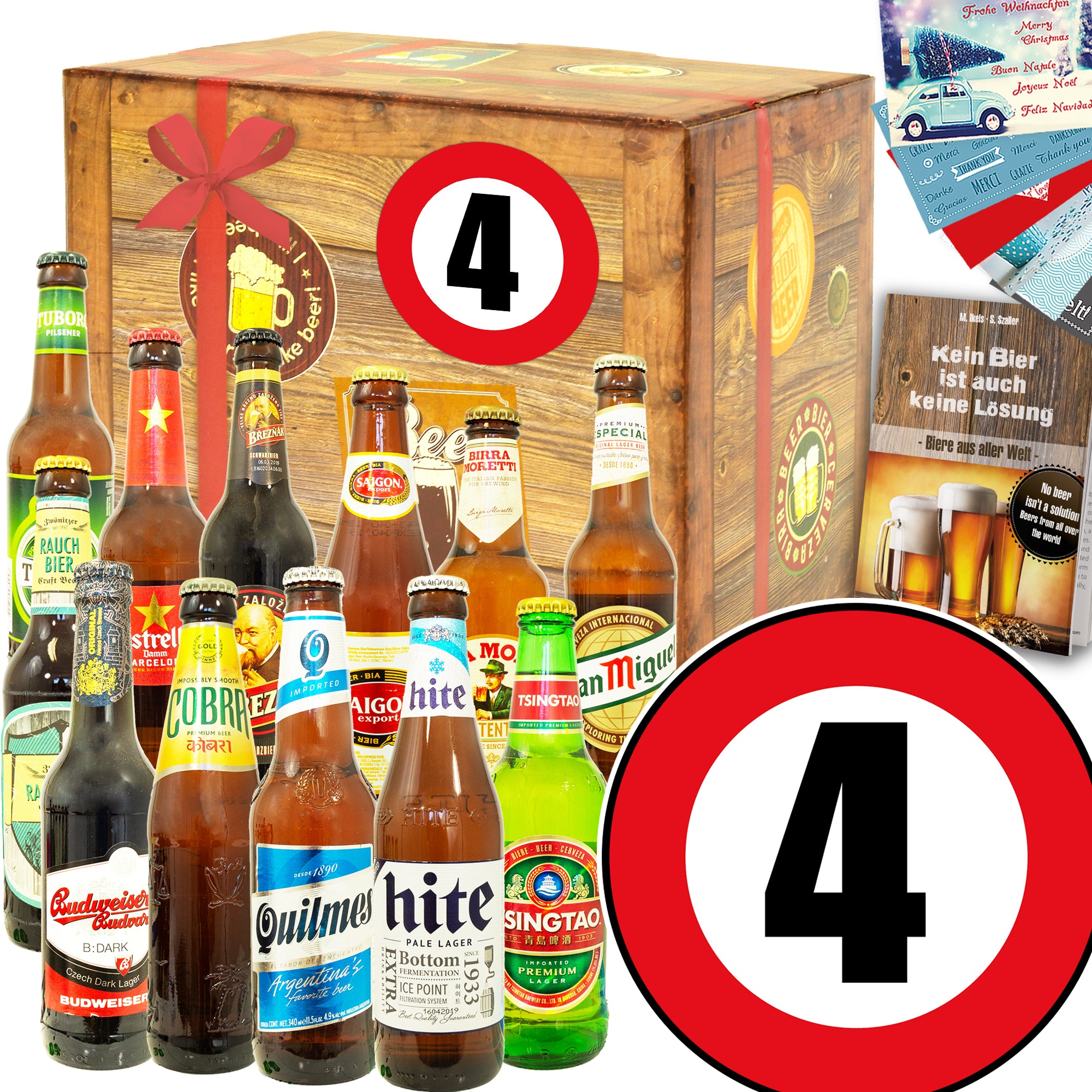 Zahl 4 | 12 Spezialitäten Biere der Welt Exoten | Geschenk Set