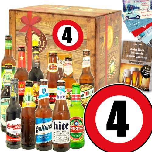 Zahl 4 | 12 Spezialitäten Biere der Welt Exoten | Geschenk Set